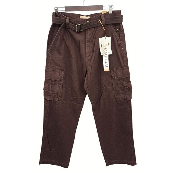 Royal Blue Safari Gear Cargo Pants Mens 36 x 32 Brown Pockets Outdoors Work NEW - Picture 1 of 13